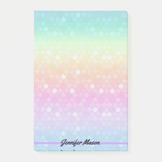 パステルかわいらしマーメイド名パーソナライズされたラージ ポストイット (正面)