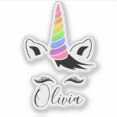 パステルかわいらしユニコーン名 シール (正面)