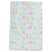 パステルかわいらしラブ&フラワーパターン ミディアムペーパーバッグ (裏面)