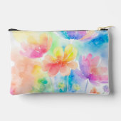 パステルかわいらしレインボーカラーフローラ水彩 アクセサリーポーチ (裏面)