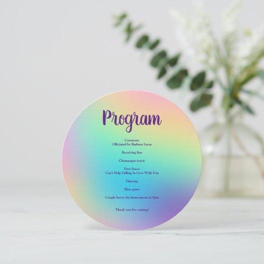 パステルかわいらしレインボーグラデーション結婚式 プログラム (スタンド正面)