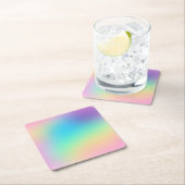 パステルかわいらしレインボーグラデーシ結婚ェント スクエアペーパーコースター (インサイチュ)