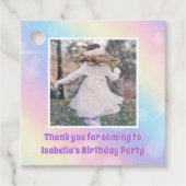 パステルかわいらしレインボースパークルガールズバースデーパーティー フェイバータグ (正面)