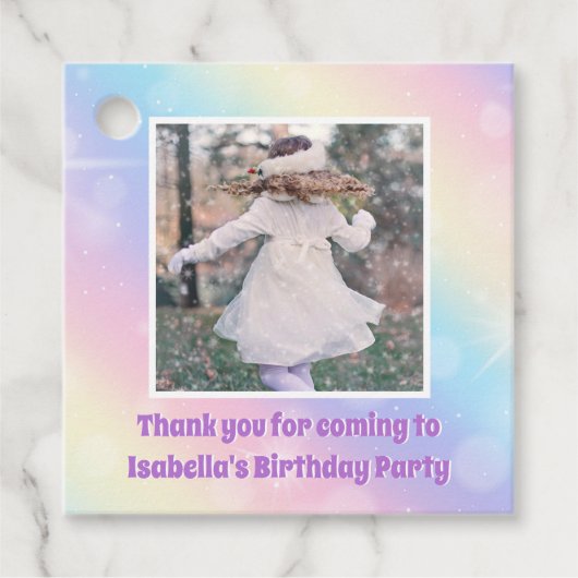 パステルかわいらしレインボースパークルガールズバースデーパーティー フェイバータグ (正面)