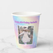 パステルかわいらしレインボースパークルガールズバースデーパーティー 紙コップ (正面)