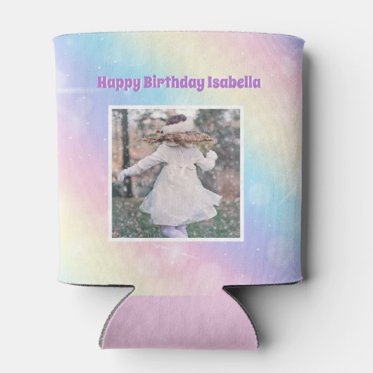 パステルかわいらしレインボースパークルガールズバースデーパーティー 缶クーラー (裏面)