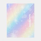 パステルかわいらしレインボースパークルモノグラムガーリーキッズ フリースブランケット (正面)