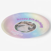 パステルかわいらしレインボースパークル子供の誕生日パーティー ペーパープレート (アングル)