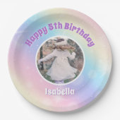 パステルかわいらしレインボースパークル子供の誕生日パーティー ペーパープレート (正面)