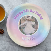 パステルかわいらしレインボースパークル子供の誕生日パーティー ペーパープレート