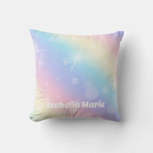 パステルかわいらしレインボースパーパーソナライズされたクル クッション (正面)