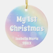 パステルかわいらしレインボーベビーギフト私の1stクリスマス セラミックオーナメント (正面)