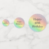 パステルかわいらしレインボー40歳の誕生日 コンフェッティ (裏面)