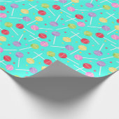 パステルかわいらしレトロ棒つきキャンデーキャンディーオンベビーブルー ラッピングペーパー (角)