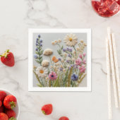 パステルかわいらしワイルドフラワー刺繍 スタンダードカクテルナプキン (インサイチュ)
