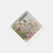 パステルかわいらしワイルドフラワー刺繍 スタンダードカクテルナプキン (角)