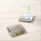 パステルかわいらしワイルドフラワー刺繍 ペーパーコースター (インサイチュ)
