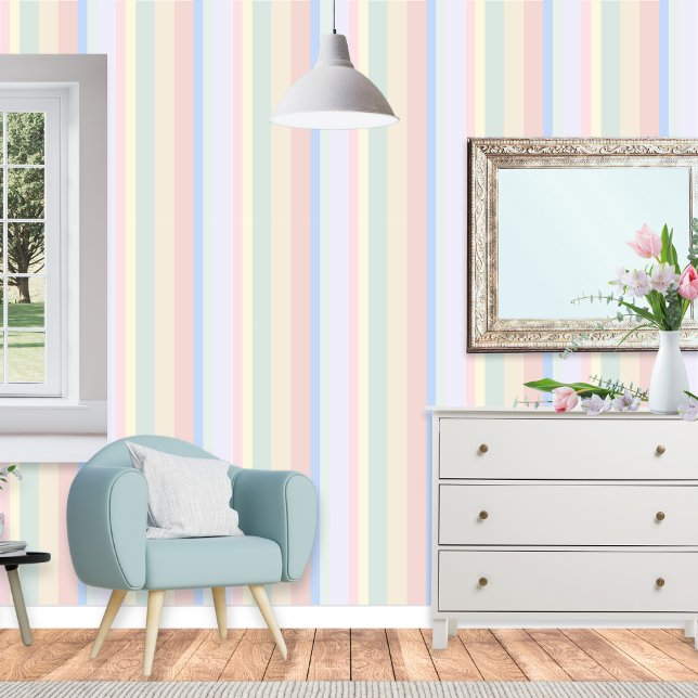 パステルかわいらし垂直パタストライプのーンカラフル 壁紙 (Pretty wallpaper with vertical stripe pattern in ice cream pastel colors)