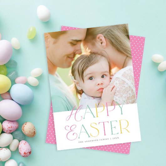 パステルかわいらし型エレガントハッピーイースター写真 シーズンカード
