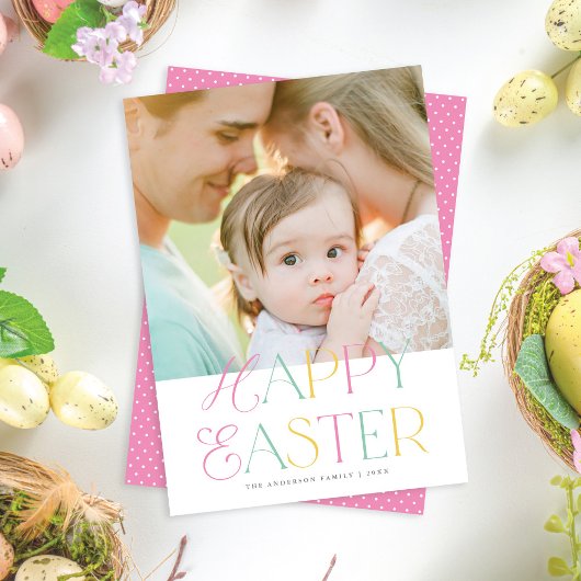 パステルかわいらし型エレガントハッピーイースター写真 シーズンカード
