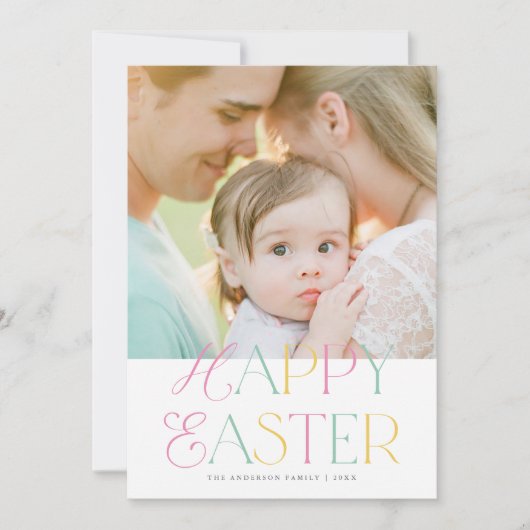 パステルかわいらし型エレガントハッピーイースター写真 シーズンカード (正面)