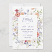 パステルかわいらし春フローラフレームブライダルシャワー 招待状 (正面)