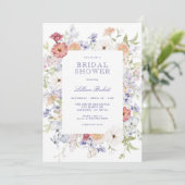 パステルかわいらし春フローラフレームブライダルシャワー 招待状 (スタンド正面)