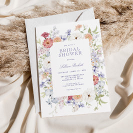 パステルかわいらし春フローラフレームブライダルシャワー 招待状