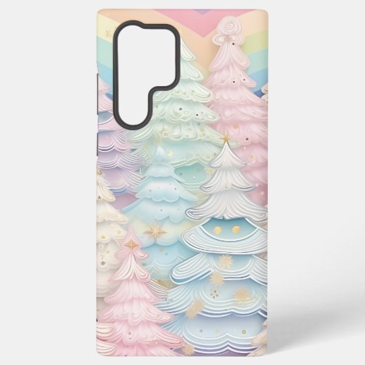 パステルかわいらし色のクリスマスツリー SAMSUNG GALAXYケース (裏面)