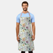 パステルかわいらし花の柄 エプロン (着用した状態)