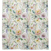 パステルかわいらし花の柄 シャワーカーテン (正面)