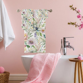 パステルかわいらし花の柄 バスタオルセット