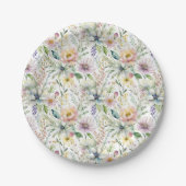 パステルかわいらし花の柄 ペーパープレート (正面)