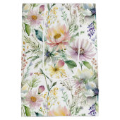 パステルかわいらし花の柄 ミディアムペーパーバッグ (裏面)