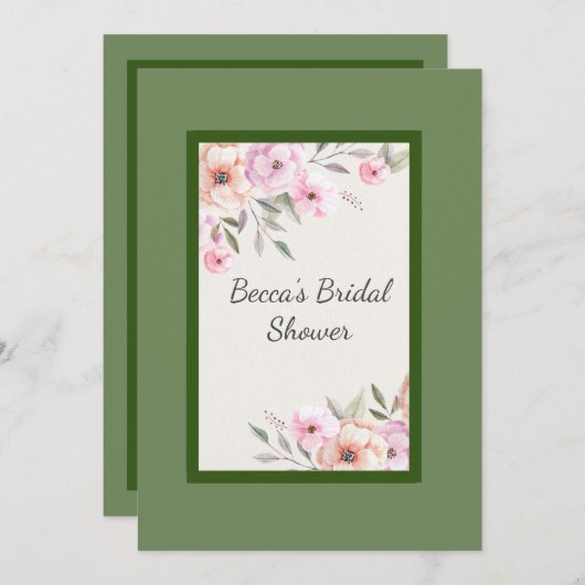 パステルかわいらし花びらブライダルシャワー 招待状 (正面/裏面)