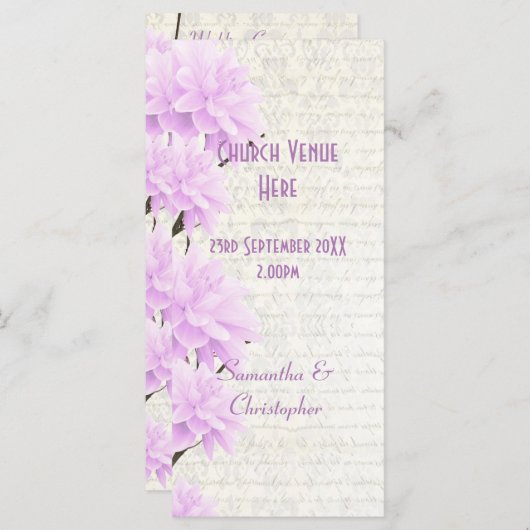 パステルかわいらし薄紫フローラ教会の結婚式 プログラム (正面/裏面)