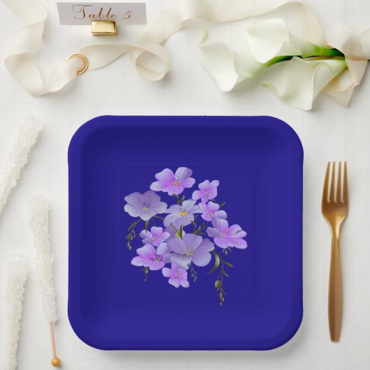 パステルかわいらし薄紫ブーケ ペーパープレート (ウェディング)