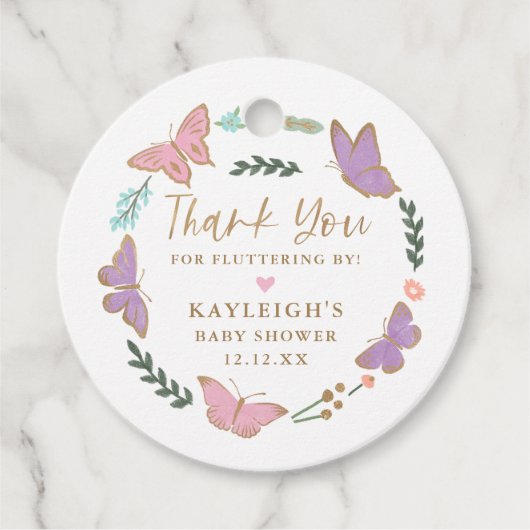 パステルかわいらし蝶サンキュー フェイバータグ (正面)