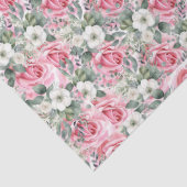 パステルかわいらし赤面ピンクローズ&ユーカリ 薄葉紙 (詳細)