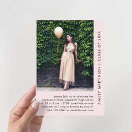 パステルかわいらし赤面2枚写真卒業パーティー 招待状