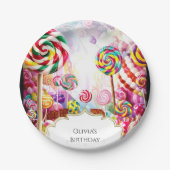 パステルきらめくキャンディランド誕生日 ペーパープレート (正面)