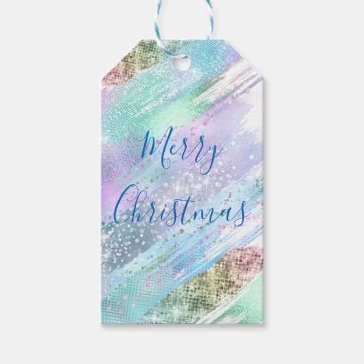 パステルきらめくグリッタークリスマスギフトラベル ギフトタグ (正面)