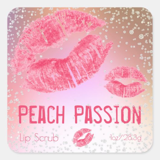 パステルきらめくシュガーリップスクラブ製品ラベル スクエアシール (正面)