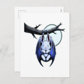 パステルこうもりバニー不気味キュートハロウィーン シーズンポストカード (正面/裏面)