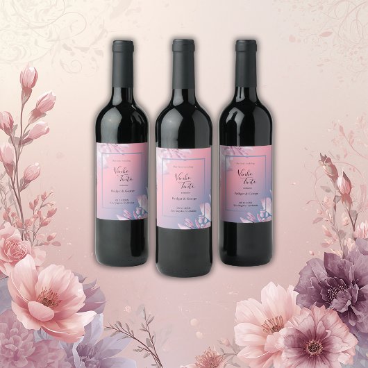 パステルさくらんぼブロッサム結婚桜 ワインラベル