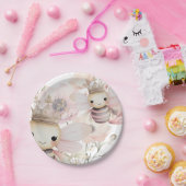 パステルで可愛いハチフローラ背景 ペーパープレート (パーティー)