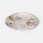 パステルで可愛いハチフローラ背景 ペーパープレート (アングル)