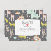 パステルで可愛い野生動物ベイビーシャワーありがとう 招待状 (正面/裏面)