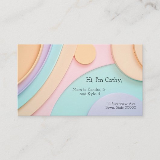 パステルで緩やかに曲線を描く文字宇宙 名刺 (正面)