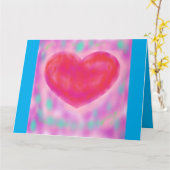 パステルとハートのロマンチックな青いカード カード (黄色い花)